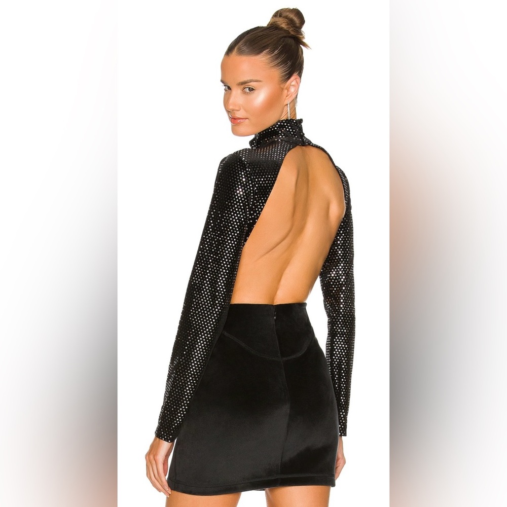 h:ours Silvana Body Suit, Black/Silver, Size Small